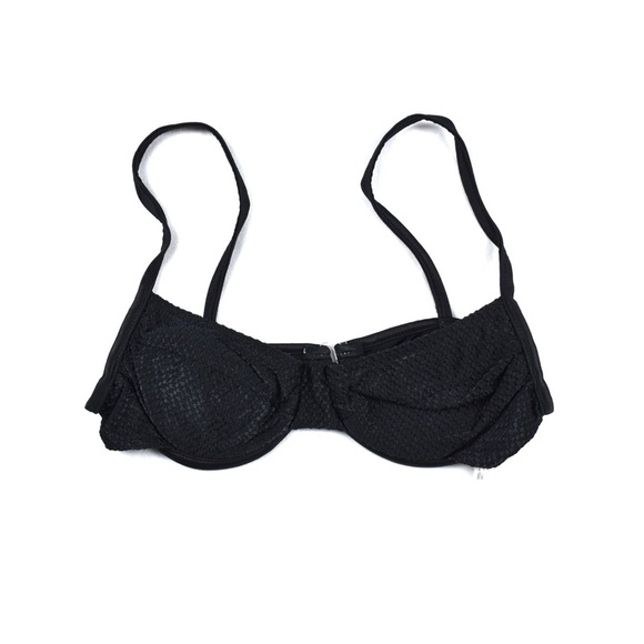 Vintage Black Crinkle Micro Bikini Top - Picture 1 of 3